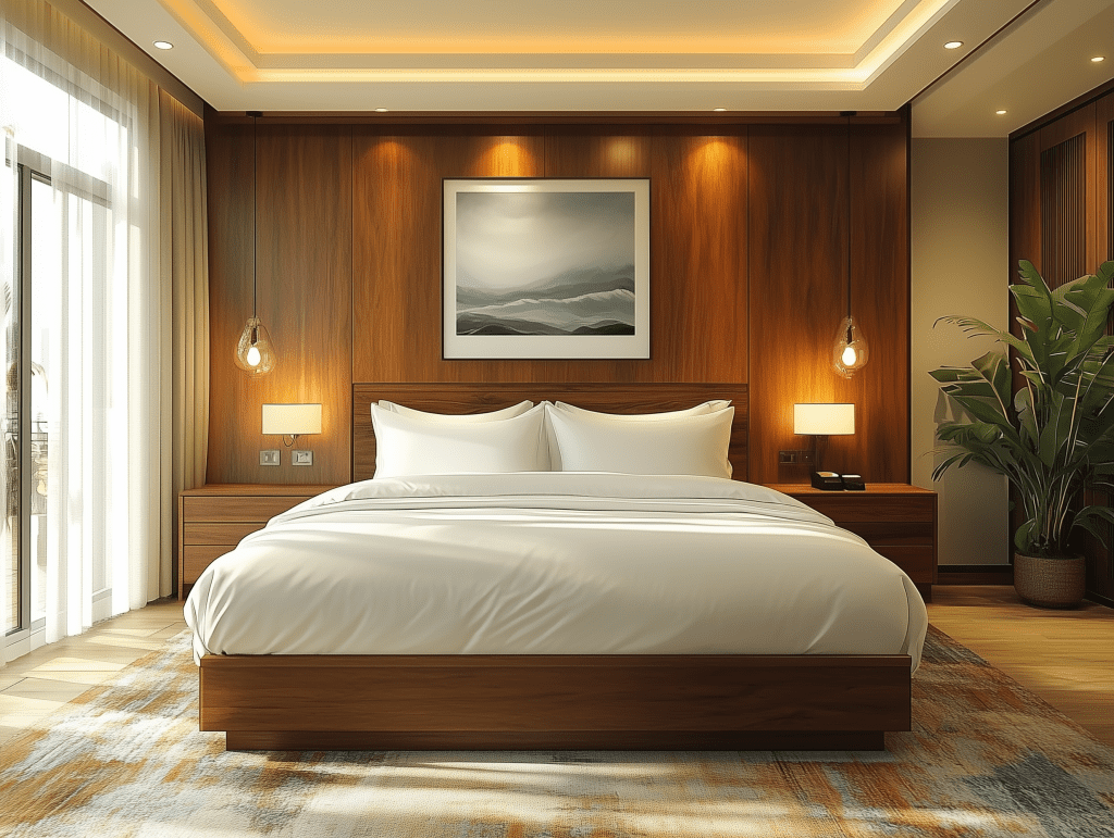 Pest-free hotel room maintained by Birch Fumigators.