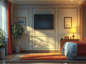 Discreet pest control in a hotel lobby by Birch Fumigators.